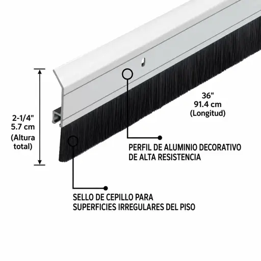 ESCOBILLA PARA PUERTA CONTRA POLVO ALUMINIO 36"