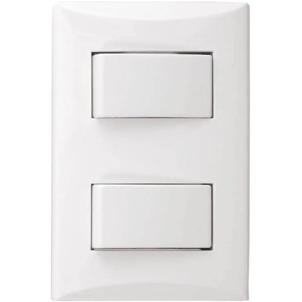 Interruptor doble de pared marca Eagle color blanco de 15 amperios y 110 voltios 1