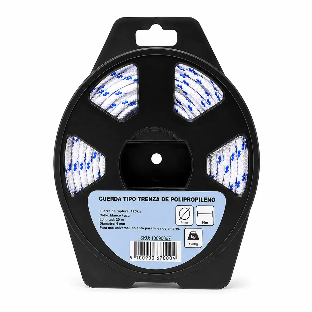Cuerda multiusos de polipropileno de 4 mm marca Dimax en carrete plástico 1