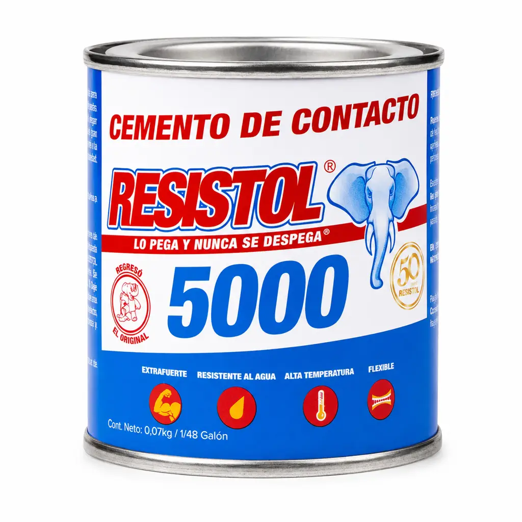 Lata de cemento de contacto Resistol 5000 de un cuarenta y ochoavo de galón para pegado fuerte 1