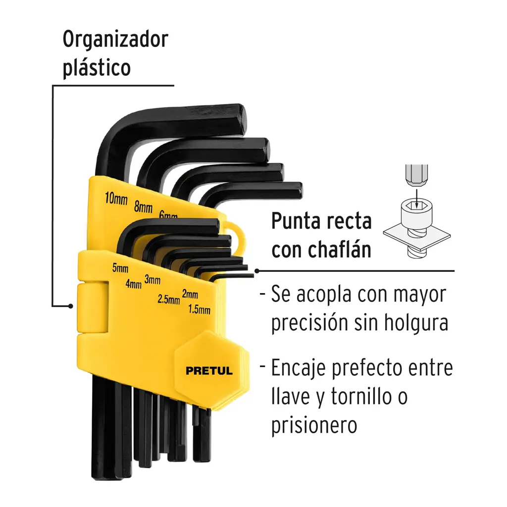 JUEGO 10 LLAVES ALLEN (MM) CON ORGANIZADOR PRETUL — vista 4