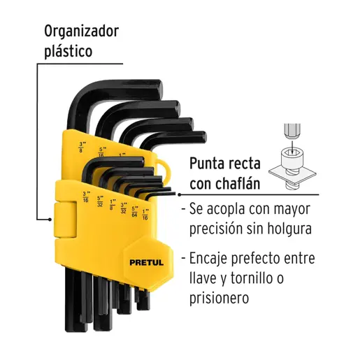 JUEGO 10 LLAVES ALLEN (STD) CON ORGANIZADOR PRETUL