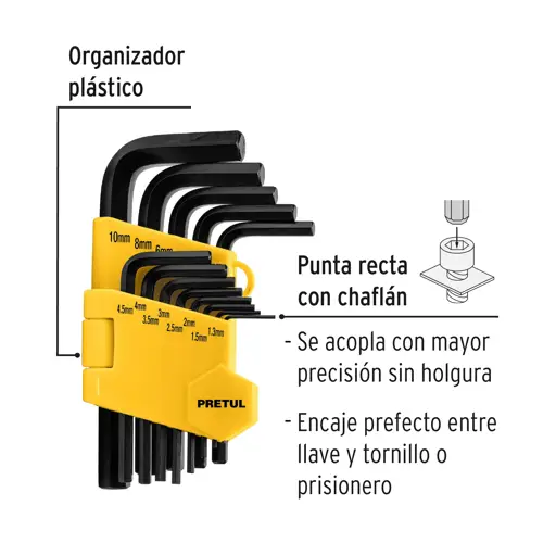 JUEGO 13 LLAVES ALLEN (MM) CON ORGANIZADOR PRETUL