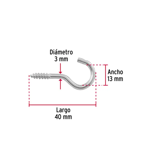 GANCHO OJO ABIERTO 18X50 FIERO (10 UNIDADES)