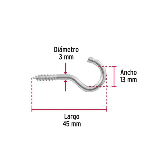 GANCHO OJO ABIERTO 19X60 FIERO (8 UNIDADES)