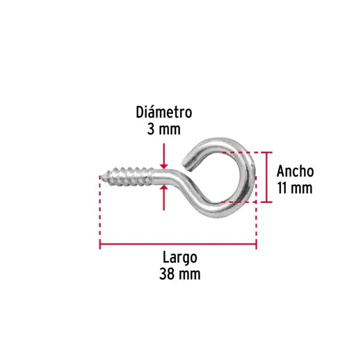 GANCHO OJO CERRADO 19X60 FIERO (8 UNIDADES)