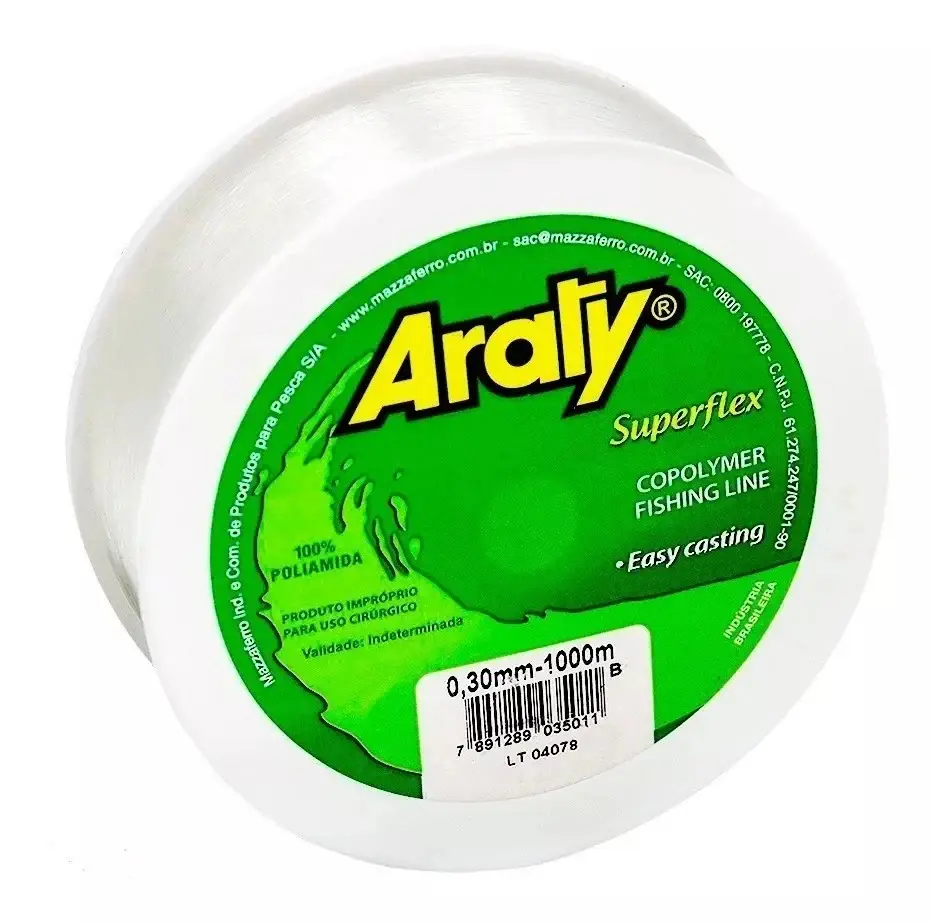 HILO DE PESCA SUPERFLEX TRANSPARENTE 0.30MM ARATY