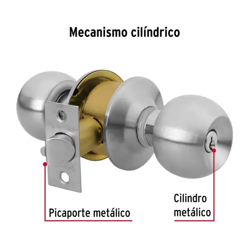 CERRADURA TIPO BOLA DE SEGURIDAD CROMO MATE HERMEX