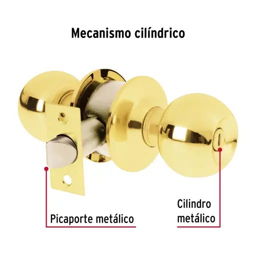 CERRADURA TIPO BOLA PARA BAÑO LATON HERMEX