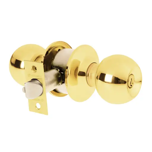 CERRADURA TIPO BOLA CON LLAVE SEGURIDAD DORADO HERMEX