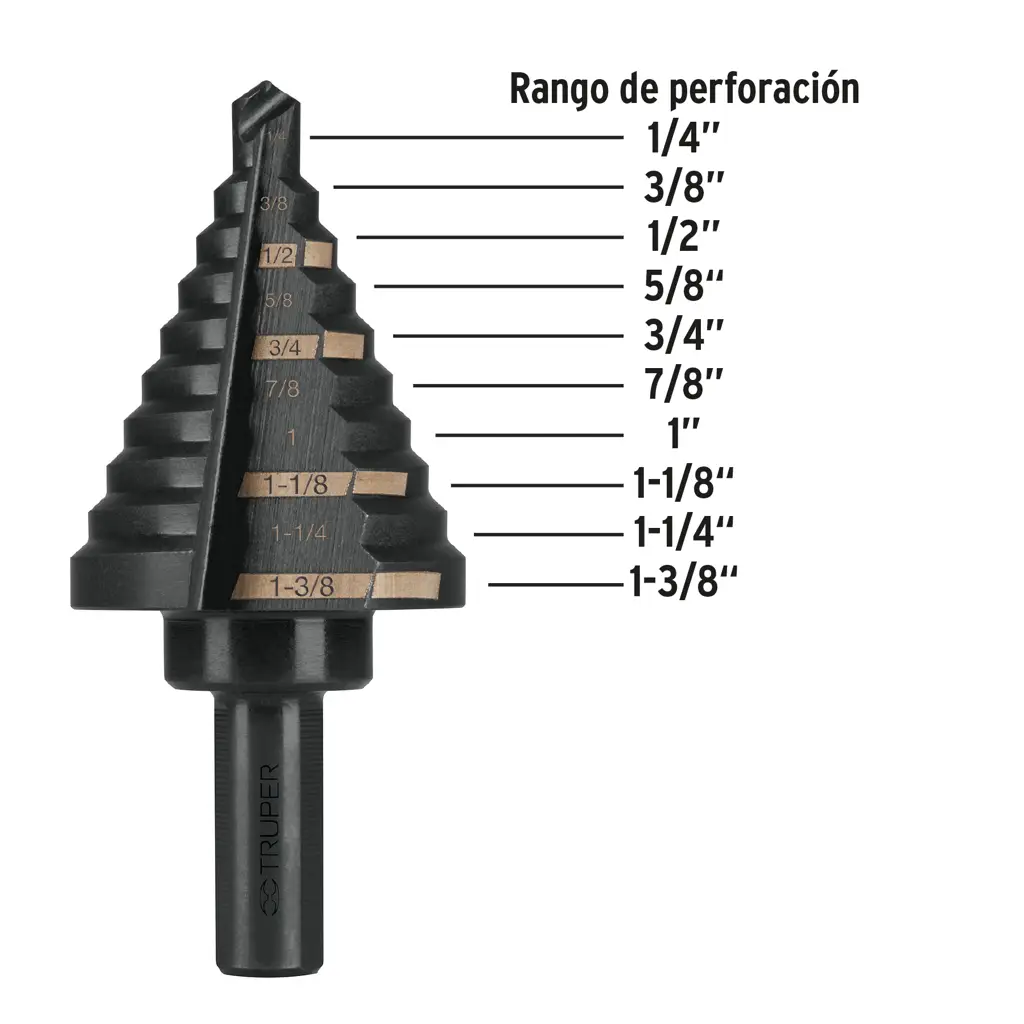 BROCA ESCALONADA 1/4 A 1-3/8 TRUPER — vista 3