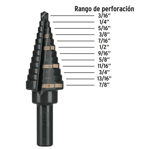 BROCA ESCALONADA 3/16 A 7/8 TRUPER