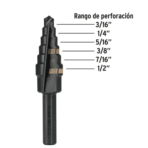 BROCA ESCALONADA 3/16 A 1/2 TRUPER