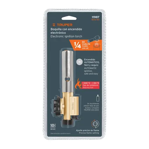 SOPLETE CON ENCENDIDO ELECTRONICO PARA LATA DE GAS 1/4 VUELTA TRUPER