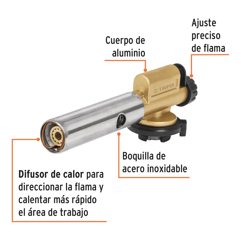 SOPLETE CON ENCENDIDO ELECTRONICO PARA LATA DE GAS 1/4 VUELTA TRUPER — vista 3