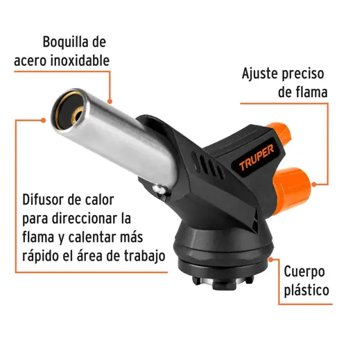 SOPLETE ELECTRICO PARA LATA DE GAS 1/4 DE VUELTA TRUPER
