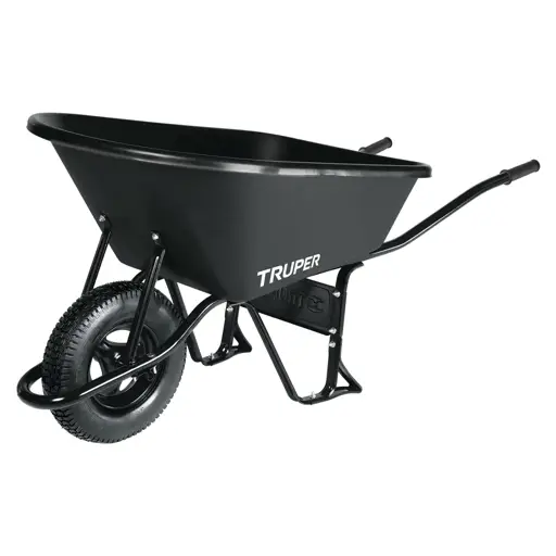 CARRETILLO PLASTICO NEGRO 120L CON LLANTA TRUPER