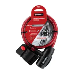 CANDADO BICICLETA CON LLAVE 12X1200MM HERMEX