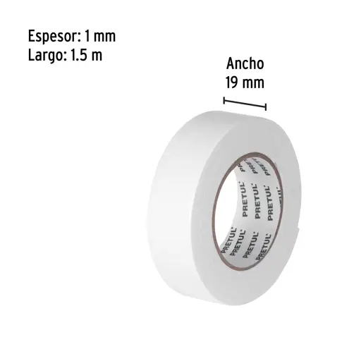 CINTA DOBLE ADHESIVA 19MMX1.5M PRETUL