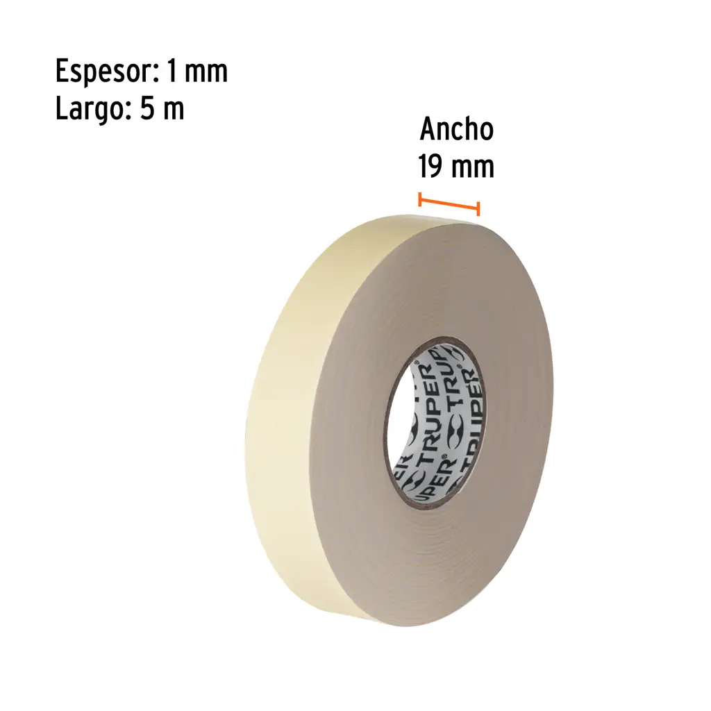 CINTA DOBLE CARA BLANCA 19MM X 5M TRUPER — vista 3