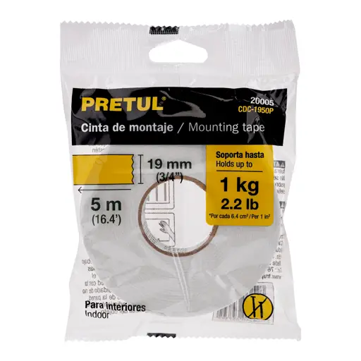 CINTA DOBLE ADHESIVA 19MMX5M PRETUL