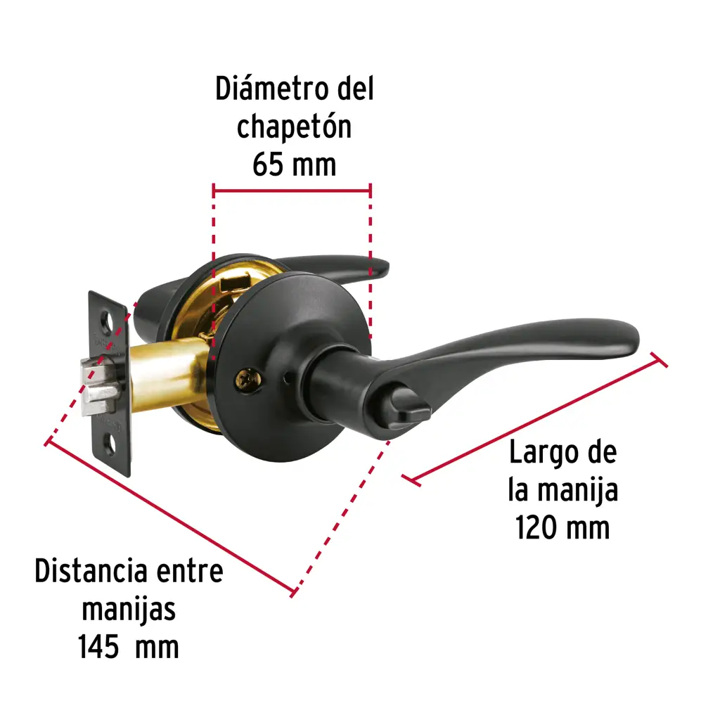CERRADURA CON LLAVE MANIJA NEGRO MATE HERMEX — vista 5