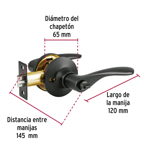 CERRADURA CON LLAVE MANIJA NEGRO MATE HERMEX
