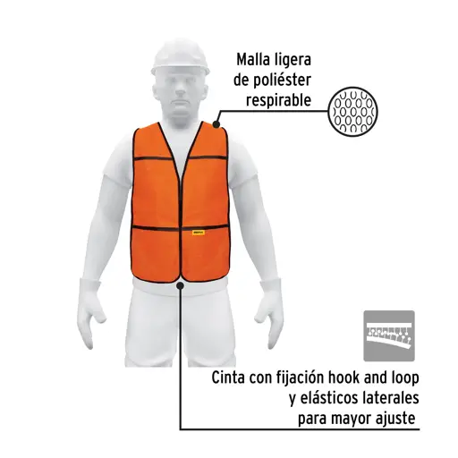 CHALECO DE SEGURIDAD DIA NARANJA PRETUL