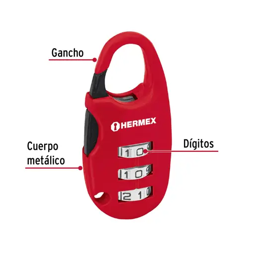 CANDADO MALETERO COMBINACION 25MM HERMEX