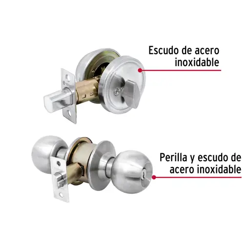 JUEGO CERRADURA DE BOLA Y CERROJO CROMADO HERMEX