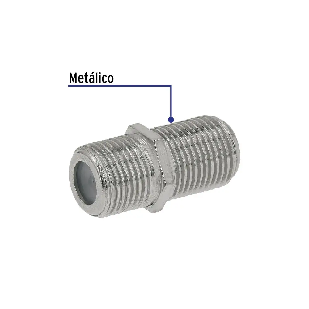 Paquete de cuatro uniones coaxiales metálicas niqueladas marca Volteck para cable RG6 2