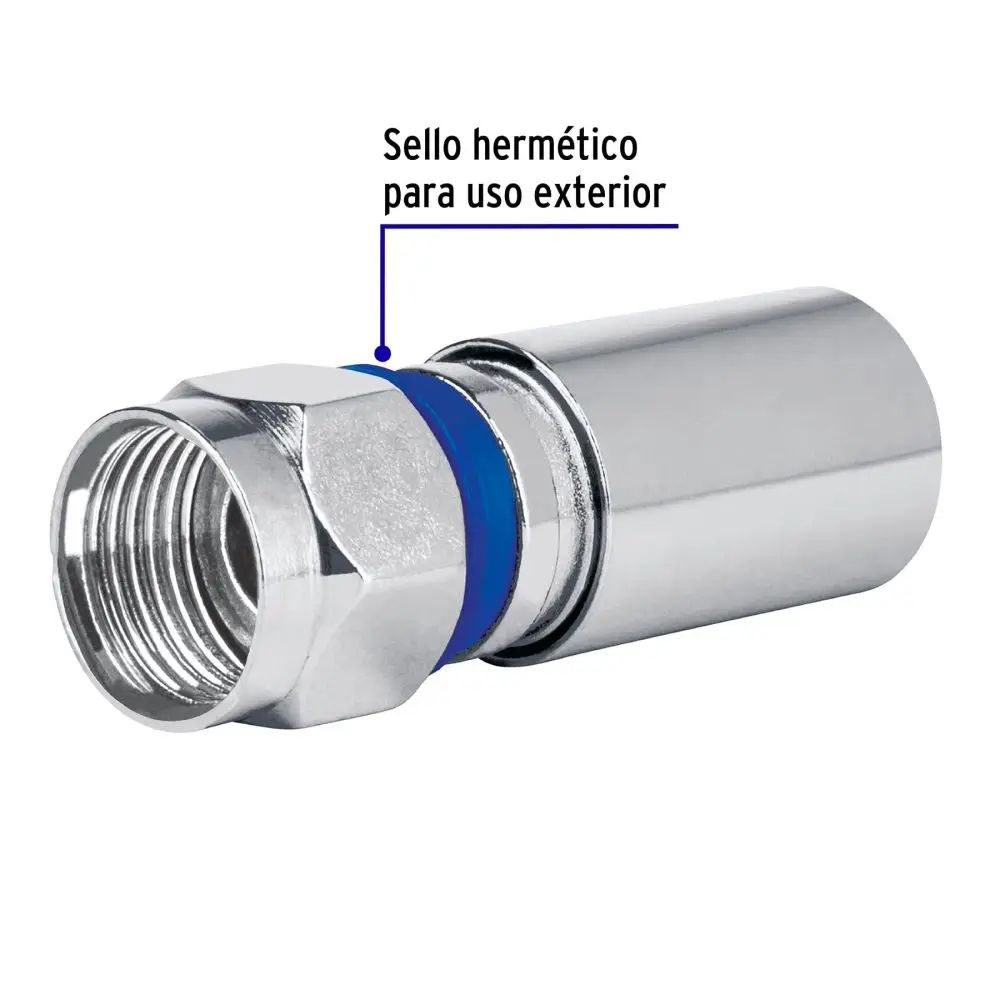 Pareja de fitings de compresión metálicos Volteck para cable coaxial RG6 2