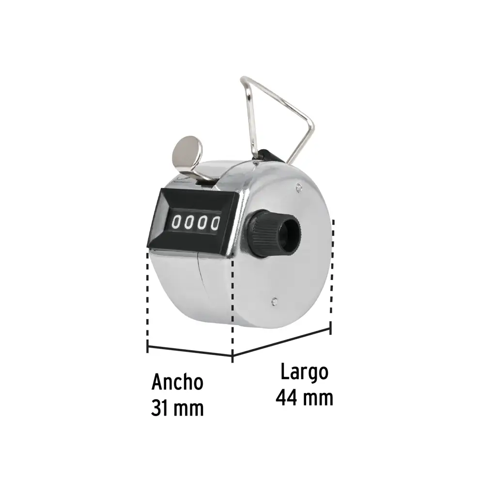 Contador manual Pretul CON-10M de 4 dígitos con arillo para dedo, vista frontal 3