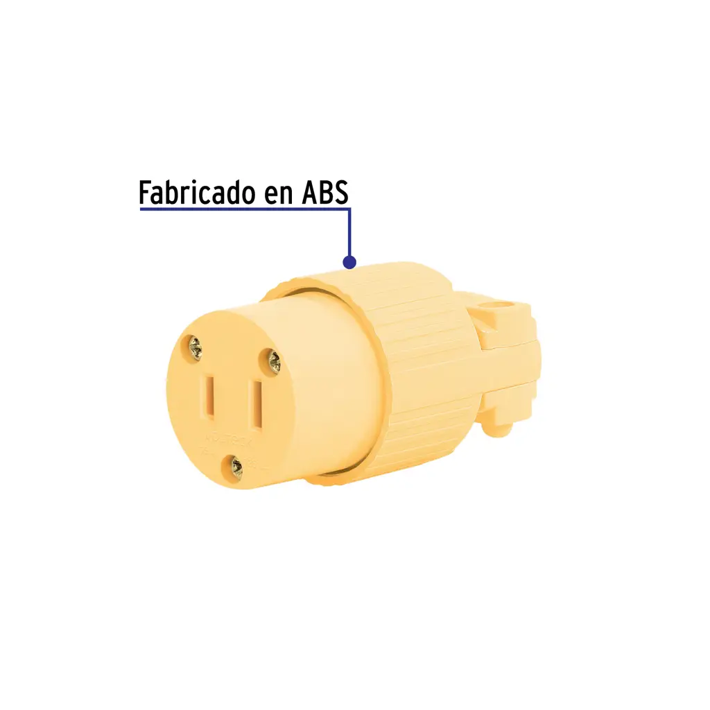 Toma para extensión industrial Volteck de color amarillo con abrazadera de seguridad integrada 2