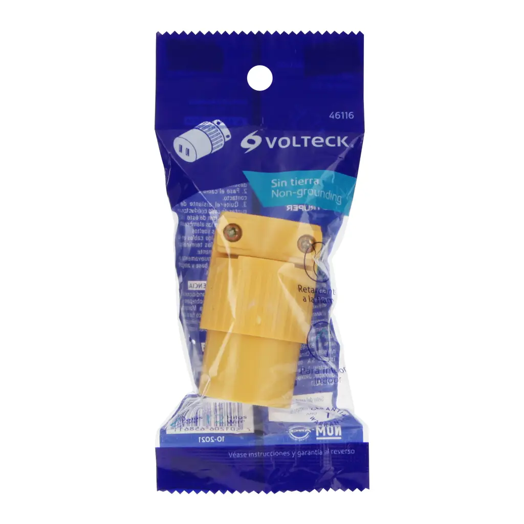 Toma para extensión industrial Volteck de color amarillo con abrazadera de seguridad integrada 3