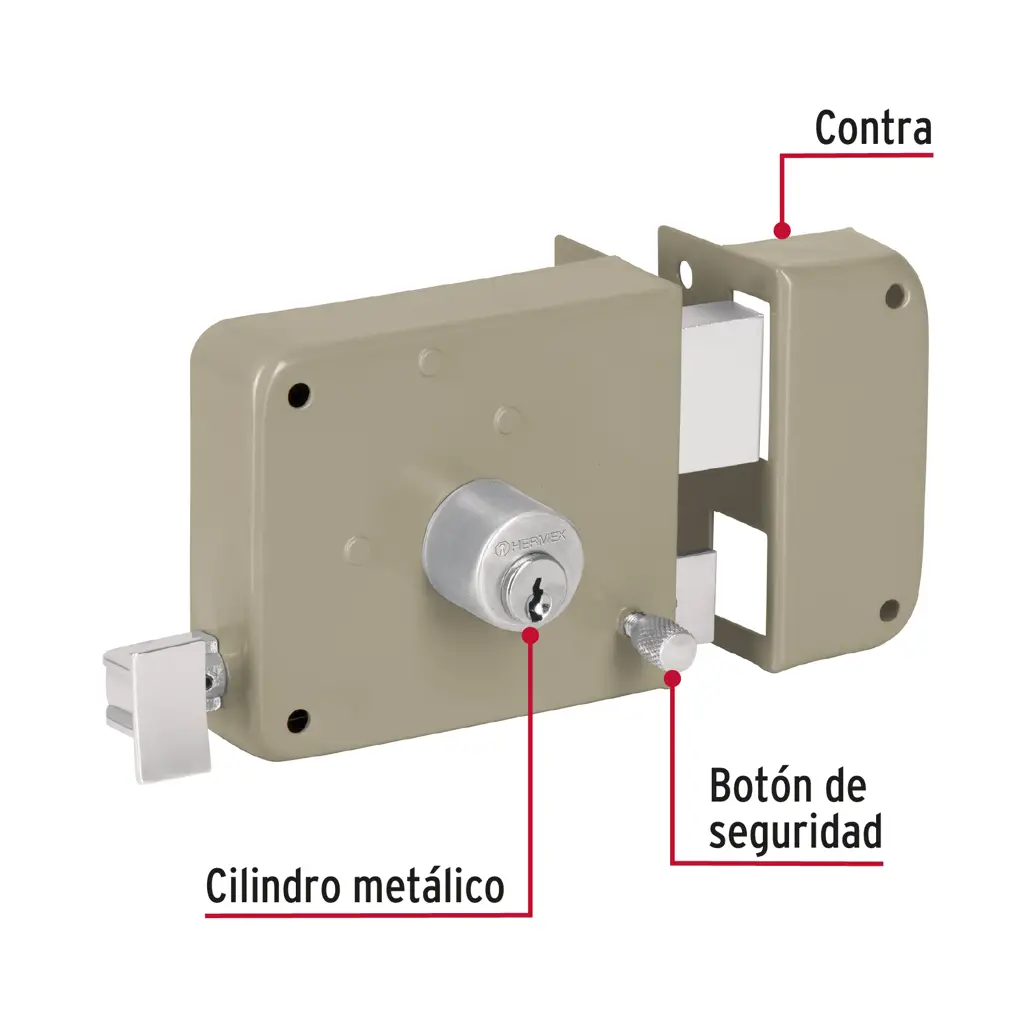 LLAVIN SOBREPONER DERECHO DOBLE PASO HERMEX — vista 4