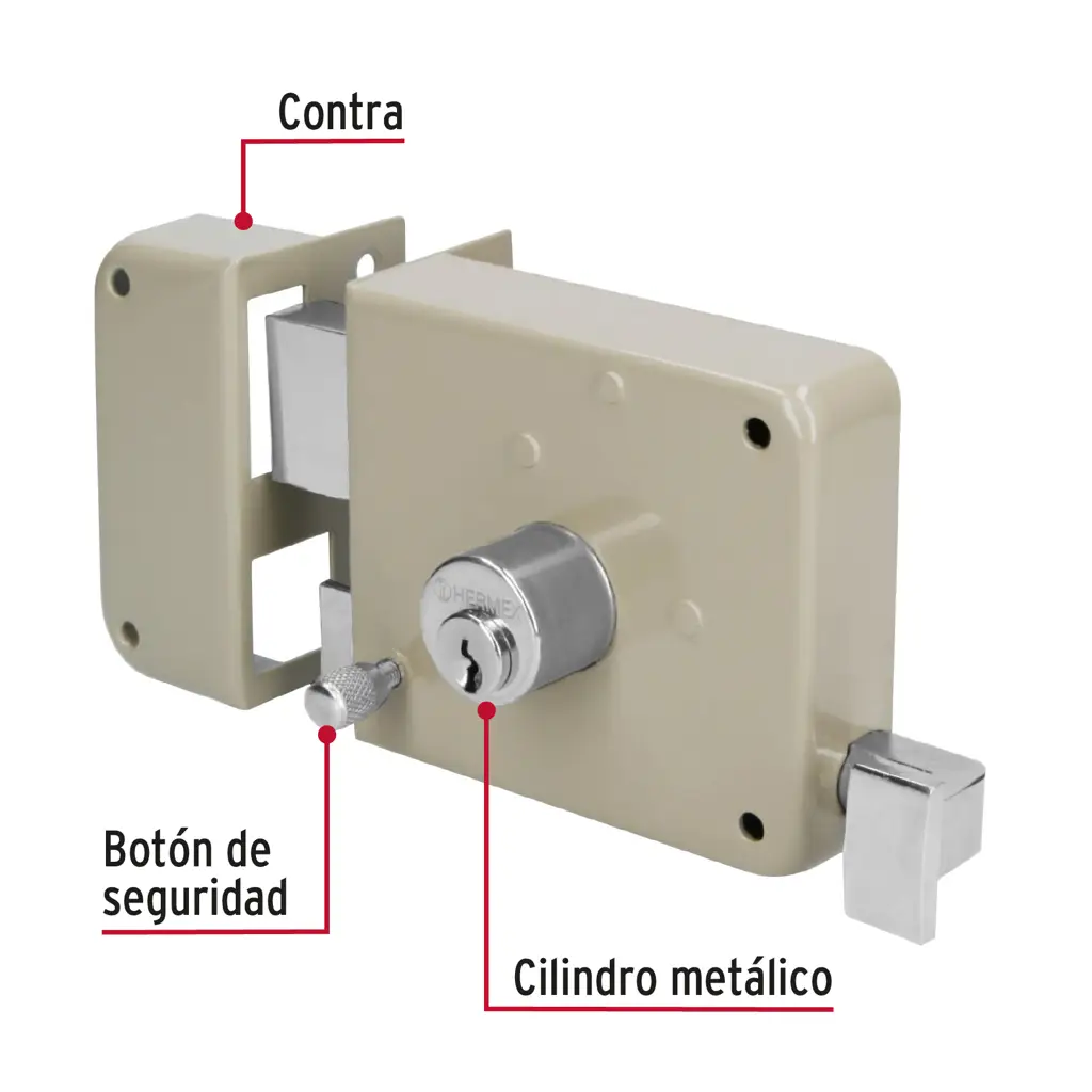 LLAVIN SOBREPONER IZQUIERDO DOBLE PASO HERMEX — vista 4