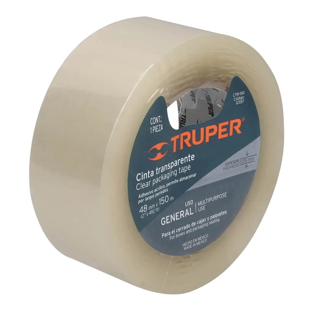 CINTA DE EMPAQUE TRANSPARENTE 48MMX150M TRUPER