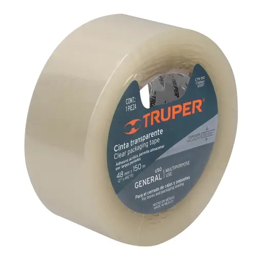 CINTA DE EMPAQUE TRANSPARENTE 48MMX150M TRUPER