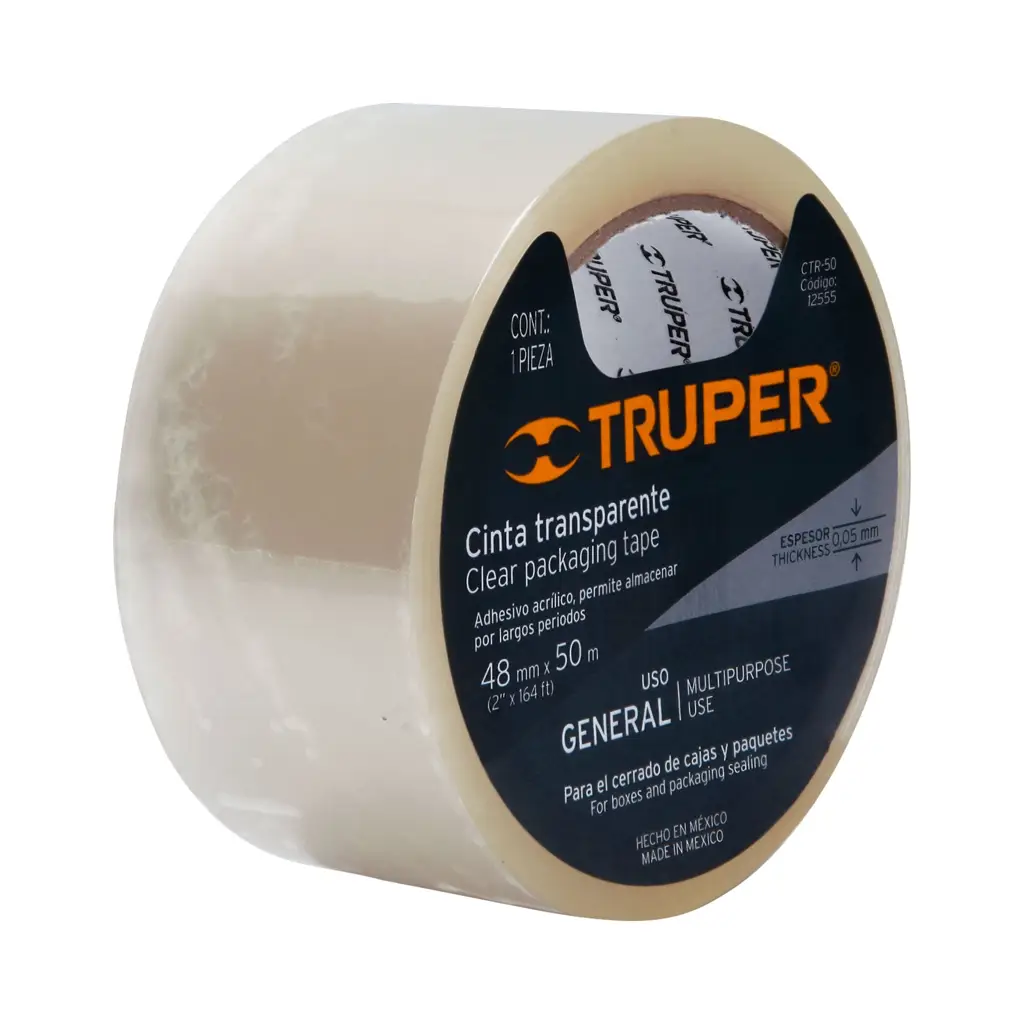 CINTA DE EMPAQUE TRANSPARENTE 48MMX50M TRUPER