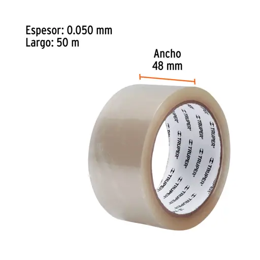CINTA DE EMPAQUE TRANSPARENTE 48MMX50M TRUPER