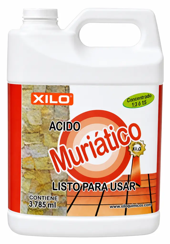 Galón de ácido muriático Eco marca Xilo para limpieza profunda de concreto y sarro 1