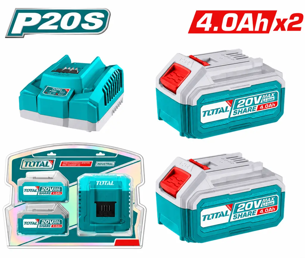 Set de Cargador y Baterías Total 4.0Ah
