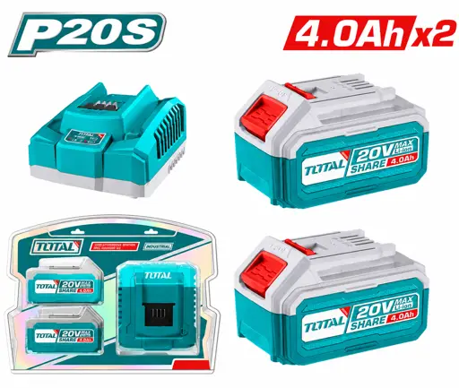 SET CARGADOR Y 2 BATERÍAS 4.0AH TOTAL