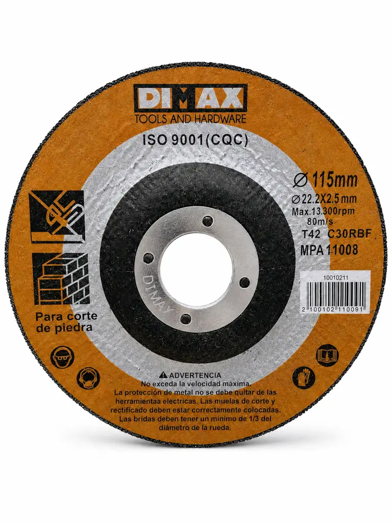 Disco para esmerilar Dimax de color gris con especificaciones impresas para corte y desbaste de metal 1