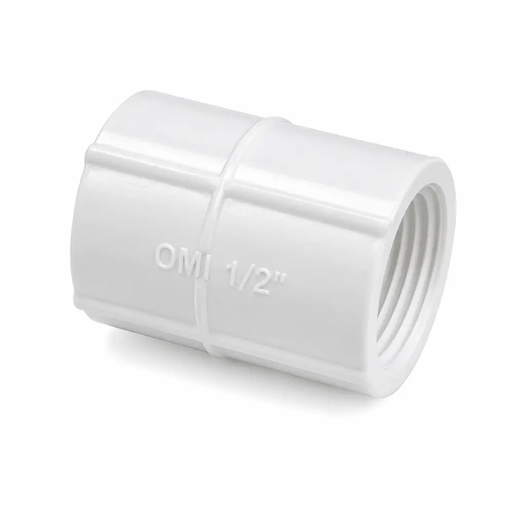 Unión de PVC de media pulgada con rosca cédula 40 marca OMI para tuberías de agua 1