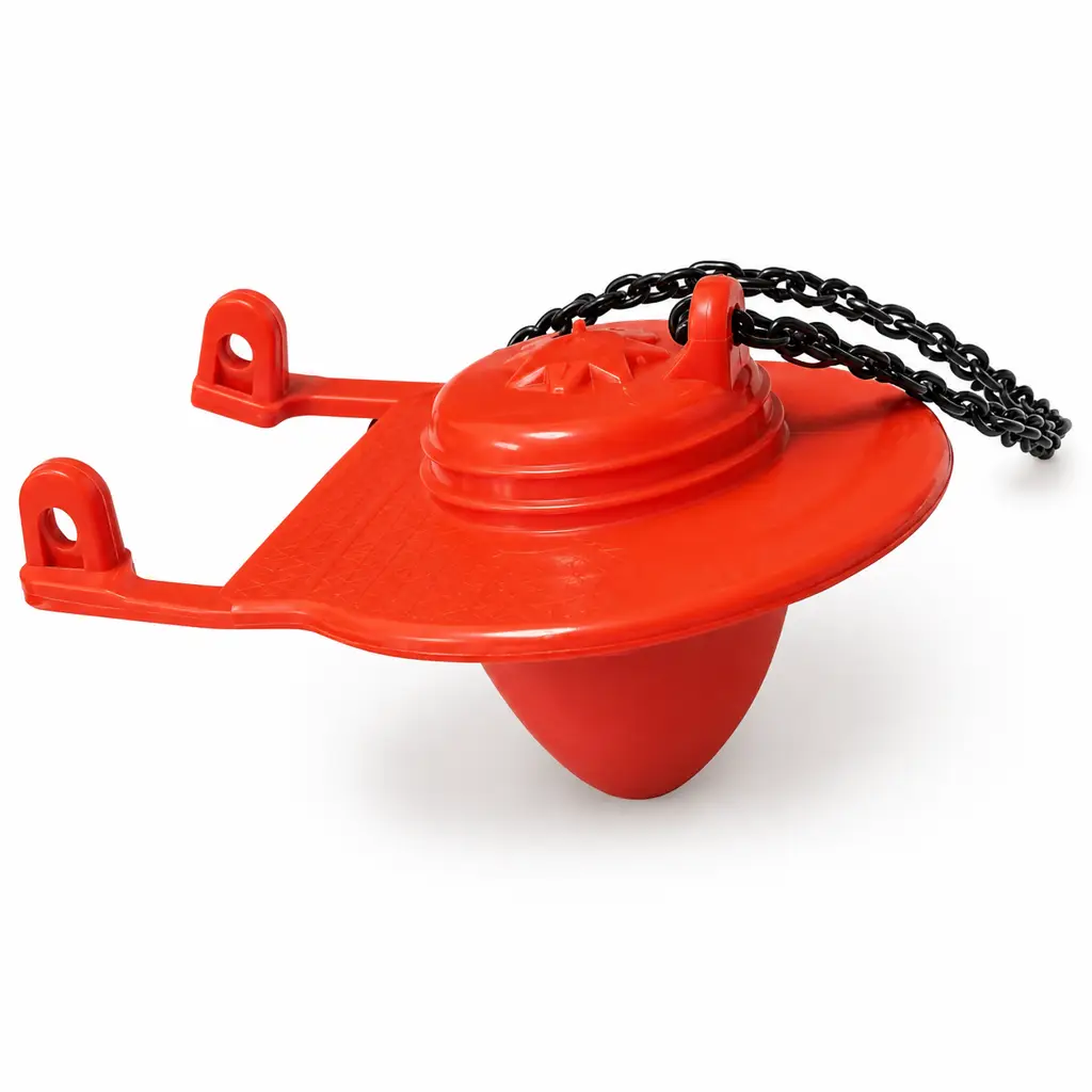 Pera de inodoro de 2 pulgadas color naranja marca Fama con cadena de acero inoxidable 1