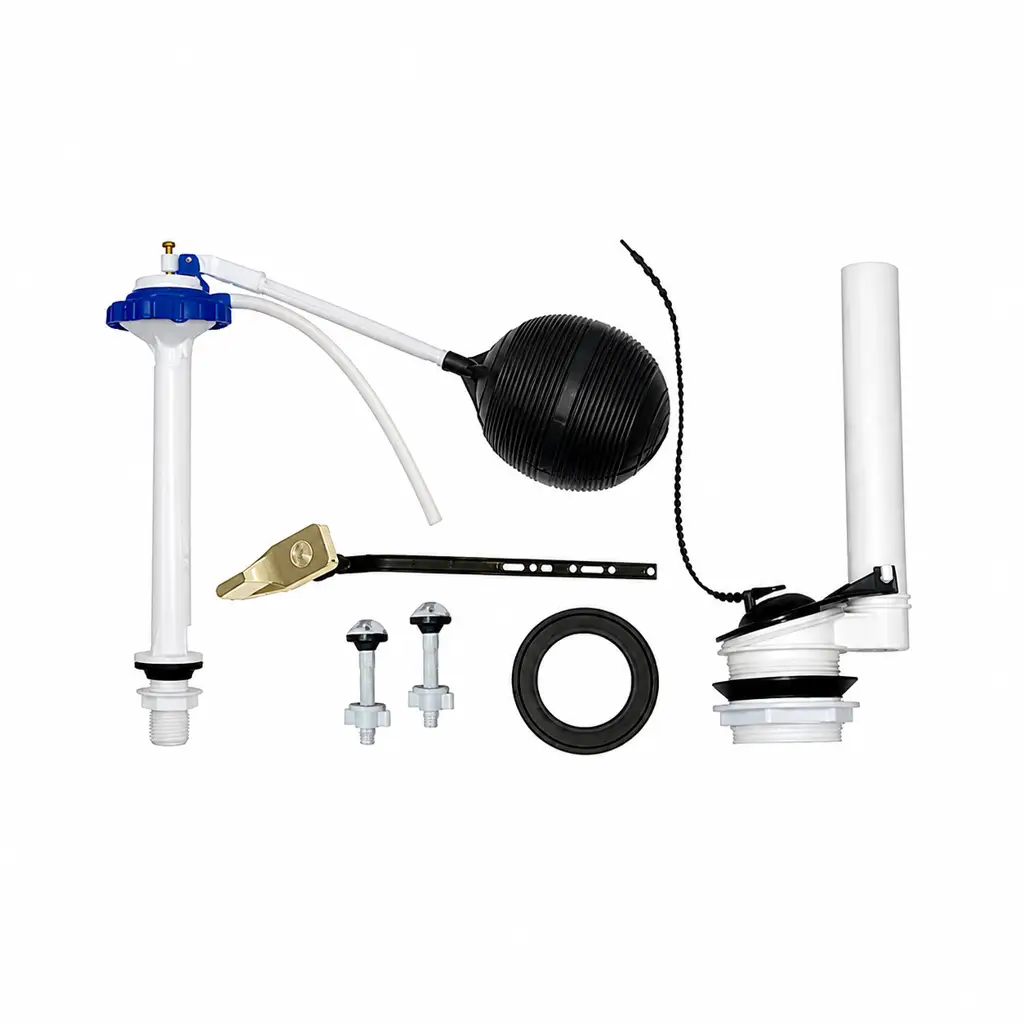 Kit de reparación completo de 2 pulgadas para inodoro Coflex con flotador, pera de descarga y tornillería 1