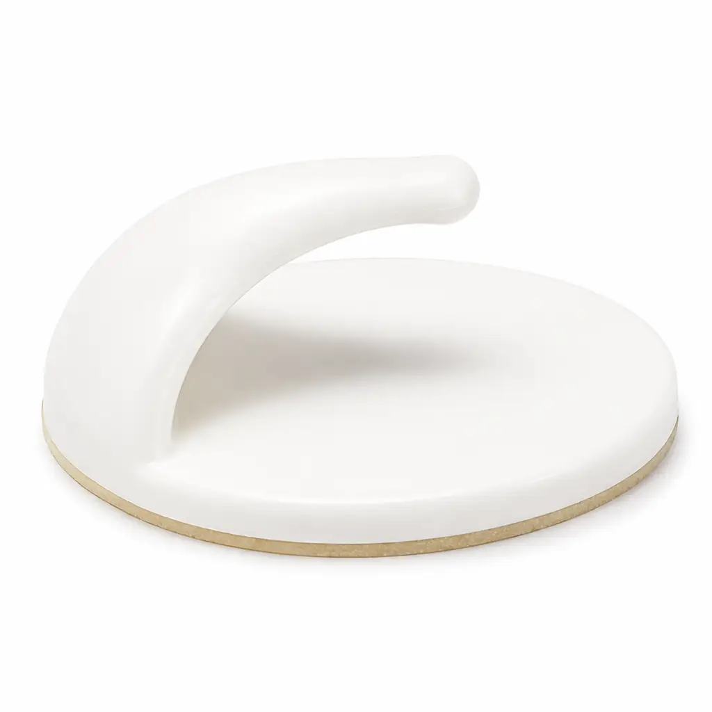 Paquete de diez ganchos adhesivos redondos de color blanco marca Dimax para colgar objetos de hasta 500 gramos 2
