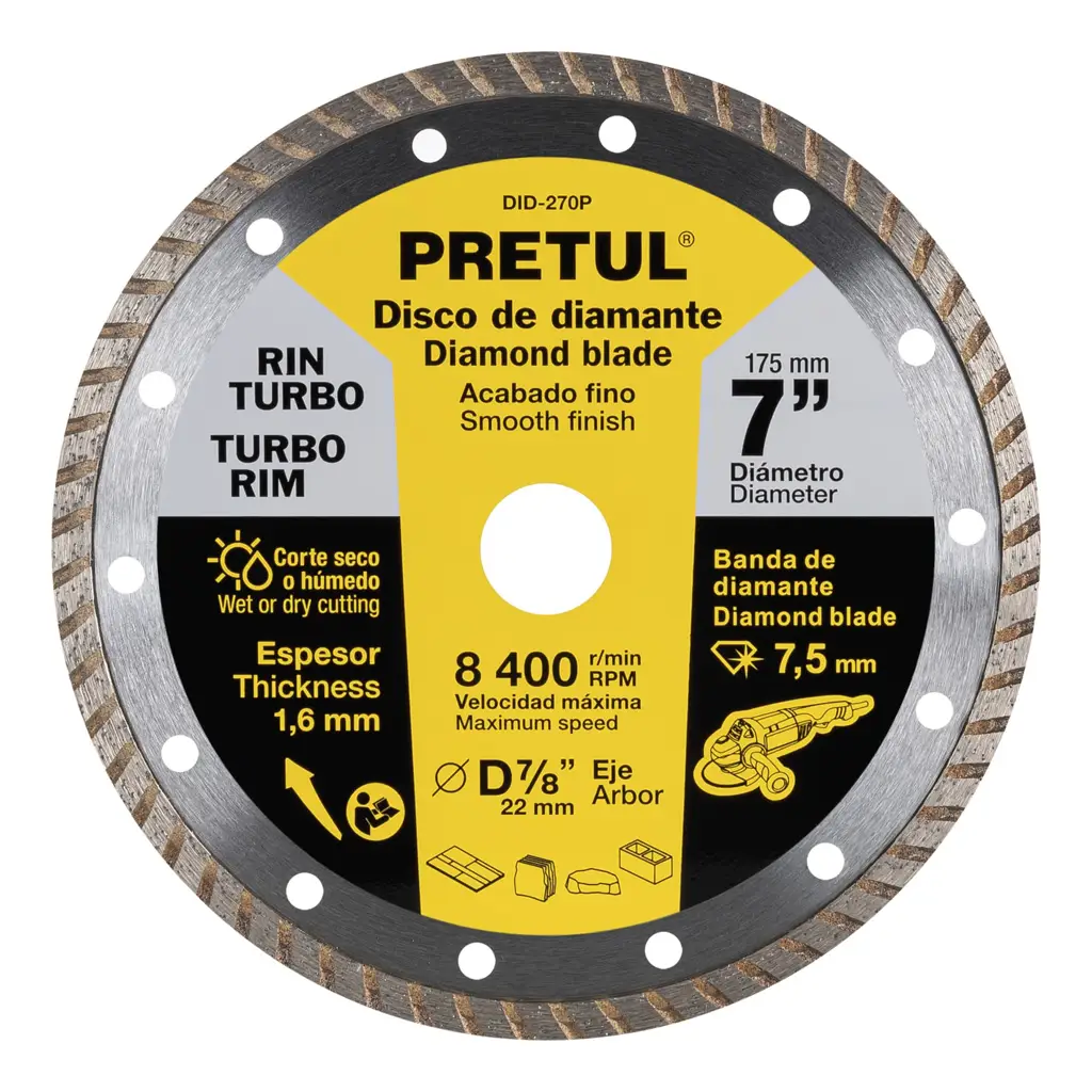DISCO DIAMANTE 7" TURBO PRETUL